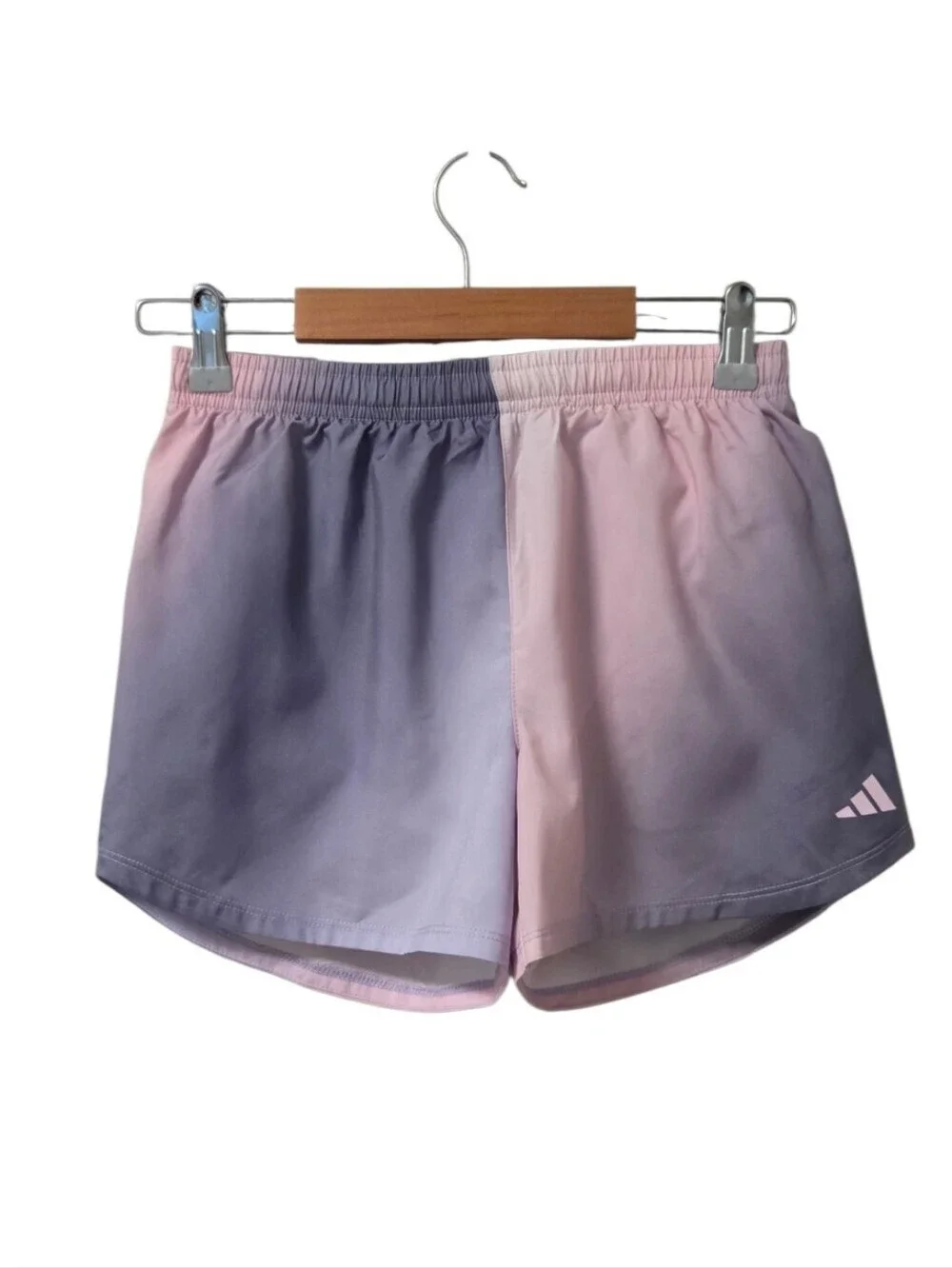 Adidas Girls Athletic Running Shorts Purple Pink Colorblock Lined Size Large 14